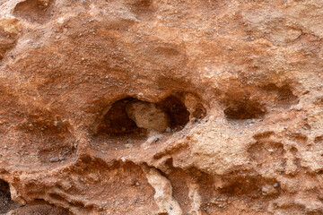 Obraz premium This is a close-up of textured rock formations in Charyn Canyon, Kazakhstan