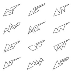 Collection of abstract geometric arrow and directional elements in a clean minimalist style suitable for design and business visualizations