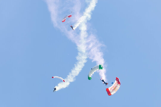 Spielberg, Austria: parachutist at a flight show at the Red Bull Ring Race track before the Austrian Grand Prix