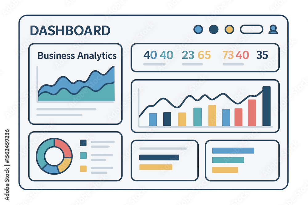 Poster the dashboard features a ui infographic, data graphic, and chart, showcasing business analytics on a