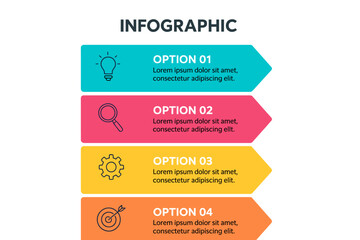 Infographic design featuring vector icons and 4 distinct options or steps, ideal for business concepts and versatile enough for presentations, banners, workflow layouts, process diagrams, flow