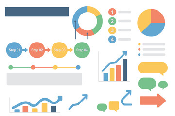 Obraz premium Infographic elements on a white background are available for use in various presentation templates