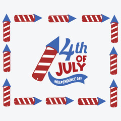 A vector graphic illustration celebrating the 4th of July, American Independence Day