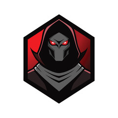 Shadow rogue with red eyes and black scarf attack Vector illustration