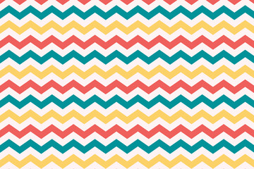 Seamless chevron pattern with colorful zigzag stripes on cream background, flat vector style, bright pastel colors. Perfect for fabric, wrapping paper, backgrounds, planners, digital and print use.