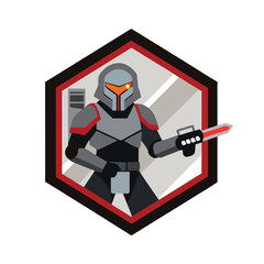 Space soldier in armor with laser gun ready for war Vector illustration