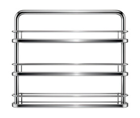 A countertop spice rack with a chrome finish and adjustable shelves for a spacious home kitchen.