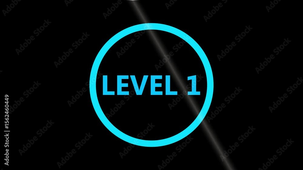Fototapete level 1 text animation. level eight text font, level up text animation. level- 1 text animation