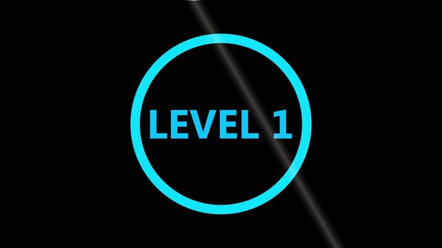 Level 1 text animation. level eight text font, level Up text animation. LEVEL- 1 text animation