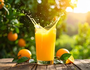 Ein Glas Orangensaft mit Spritzern 