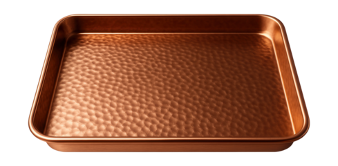 Copper baking sheet with a hammered finish, excellent for conducting heat evenly in a gourmet kitchen.