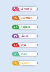 Modern Colorful UI Buttons Set with Icons for Website and App Interface
