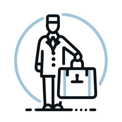 Hotel staff member holding valet bags in formal attire  