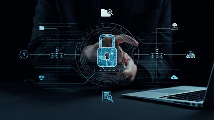 A professional individual interacts with a smartphone while a digital updating interface is displayed beside a laptop, showcasing themes of technology, progress, and business innovation. Qubit - Powered by Adobe