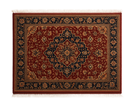 A traditional Persian-style kitchen rug with ornate patterns, providing an elegant touch to a classic-style kitchen in a historic home.