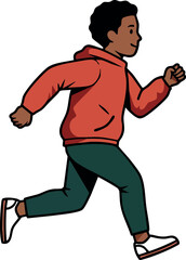 Boy running in red hoodie and green pants active lifestyle illustration vector 