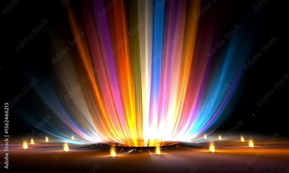 Poster colorful light rays emanating from a central void