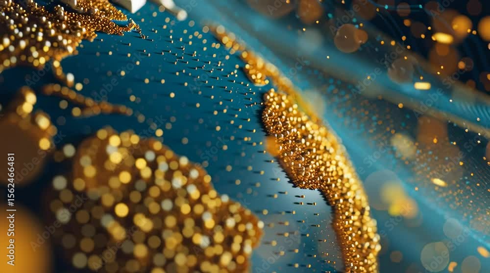 Poster golden globe animation abstract world map