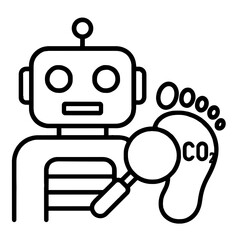 AI robot assistant analyzing carbon footprint illustration with magnifying glass  