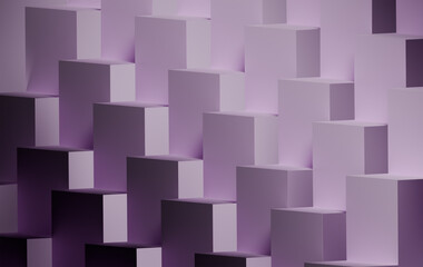 Abstract Purple 3D Geometric Cubes Background - Modern Lavender Cubic Pattern with Dimensional Blocks and Gradient Lighting Effects