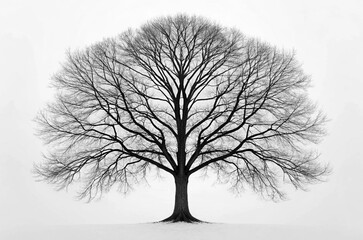 Majestic bare tree winter landscape black and white photography image art cold stark nature design season simple symbol