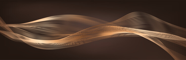 Abstract Music background. Big Data Particle Flow Visualisation chemical industry. Science infographic futuristic illustration. Sound wave. Premium background design with mocha mousse sound wave