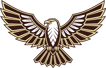 Obraz premium Majestic Eagle with Spread Wings Powerful Emblematic Design Ideal for Logos Mascots or Branding Inspiring Awe and Strength Vector illustration