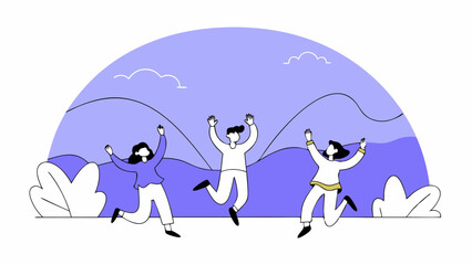 Childhood Fun and Laughter – Vector Illustration of Kids Jumping
Playful Children in Mid-Jump – Flat Vector Celebration Design