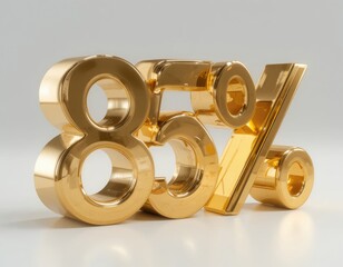 Gold 85 Percent Symbol Isolated on White – Sales and Deals Concept