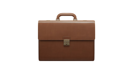 Photo of a classic brown leather briefcase isolated on transparent background