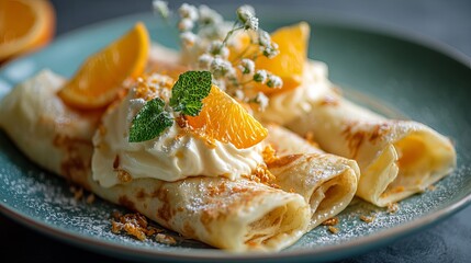Enjoy a simple breakfast! Crepes with orange cream make a cozy start to your day.