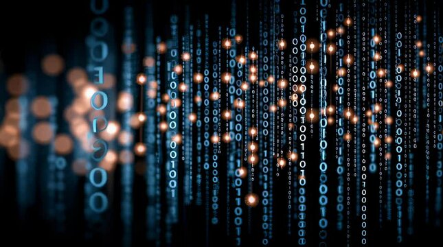 Abstract Binary Code Rain Animation