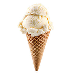 Delicious ice cream cone with creamy vanilla scoop ready to enjoy on a warm day, Ice cream ice cream cone isolated sweet delicious dessert refreshment