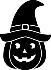 Halloween pumpkin with witch hat silhouette.
Halloween pumpkin silhouette vector.
Jack o lantern pumpkin for halloween silhouette.
Transparent background. SVG file.