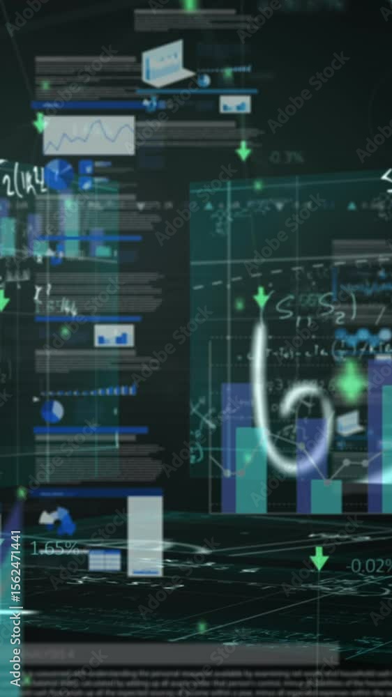 Poster animation of data processing over dark background