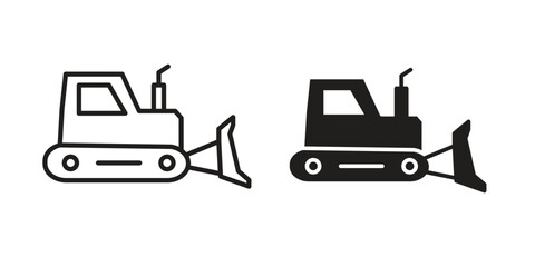Bulldozer icon Black and White Vector Graphic
