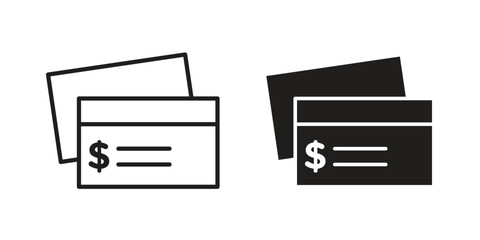 Cheque icon Black and White Vector Graphic