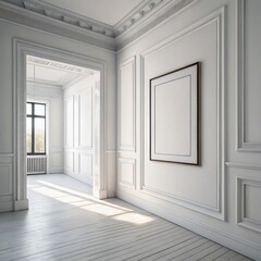 White Room Interior Design with Molding and Frame, Interior design, Home decor