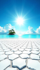 Fototapeta premium Bright Sunny Day at Tropical Salt Flat Beach Landscape