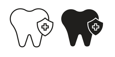 Dental insurance icon Black and White Vector Graphic