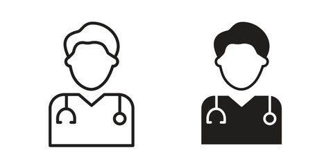 Doctor icon Black and White Vector Graphic