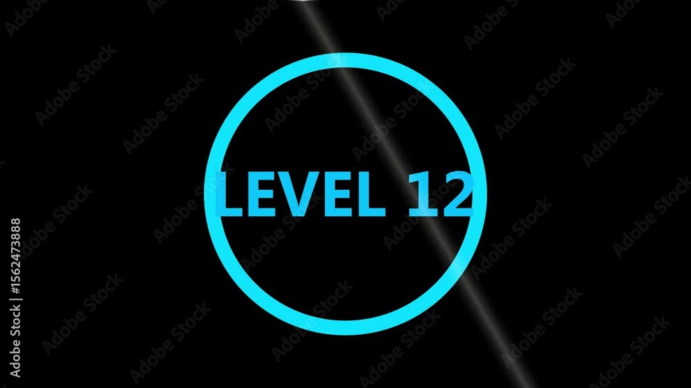 Poster level 12 text animation. level eight text font, level up text animation. level- 12 text animation