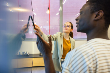 Collaborative brainstorming session in modern office