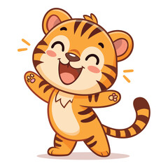 Adorable Happy Tiger Cub Cartoon Illustration