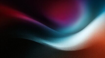 Abstract flowing waves of light and color with a grainy texture