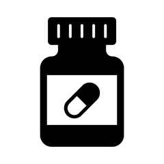 薬ボトルとカプセルのマーク　アイコンイラスト