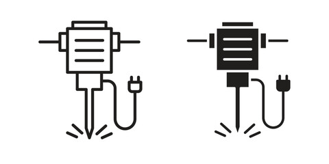 Hydraulic breaker icon Black and White Vector Graphic