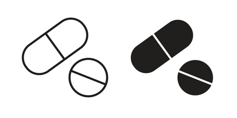 Pills icon Black and White Vector Graphic