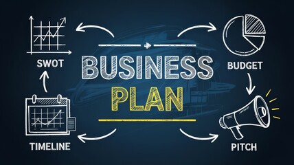 Business Plan Concept Representing Strategic Vision and Entrepreneurial Roadmap