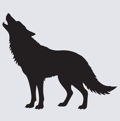 wolf howling silhouette vector art illustration, wolf vector illustration